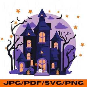 Halloween Spookhuis SVG, Spookhuis PNG, Clipart, Halloween Cartoon, Halloween t-shirt, kunst aan de muur halloween, halloween draagtas, POD