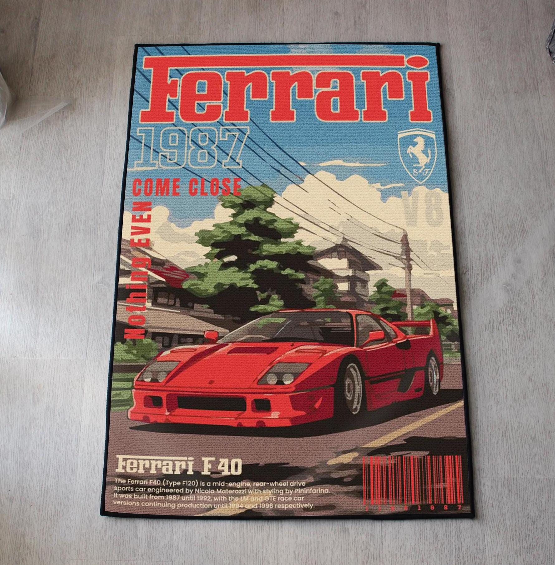 Ferrari F40 Rug - Sports Car Fan Art Carpet - Ferrari F40 Cover Art ...