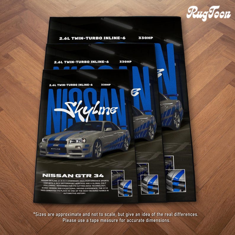 Nissan Gt R Rug Nissan Skyline GTR 34 Rug - Car Fan Art Cover Carpet - Sports Car ...