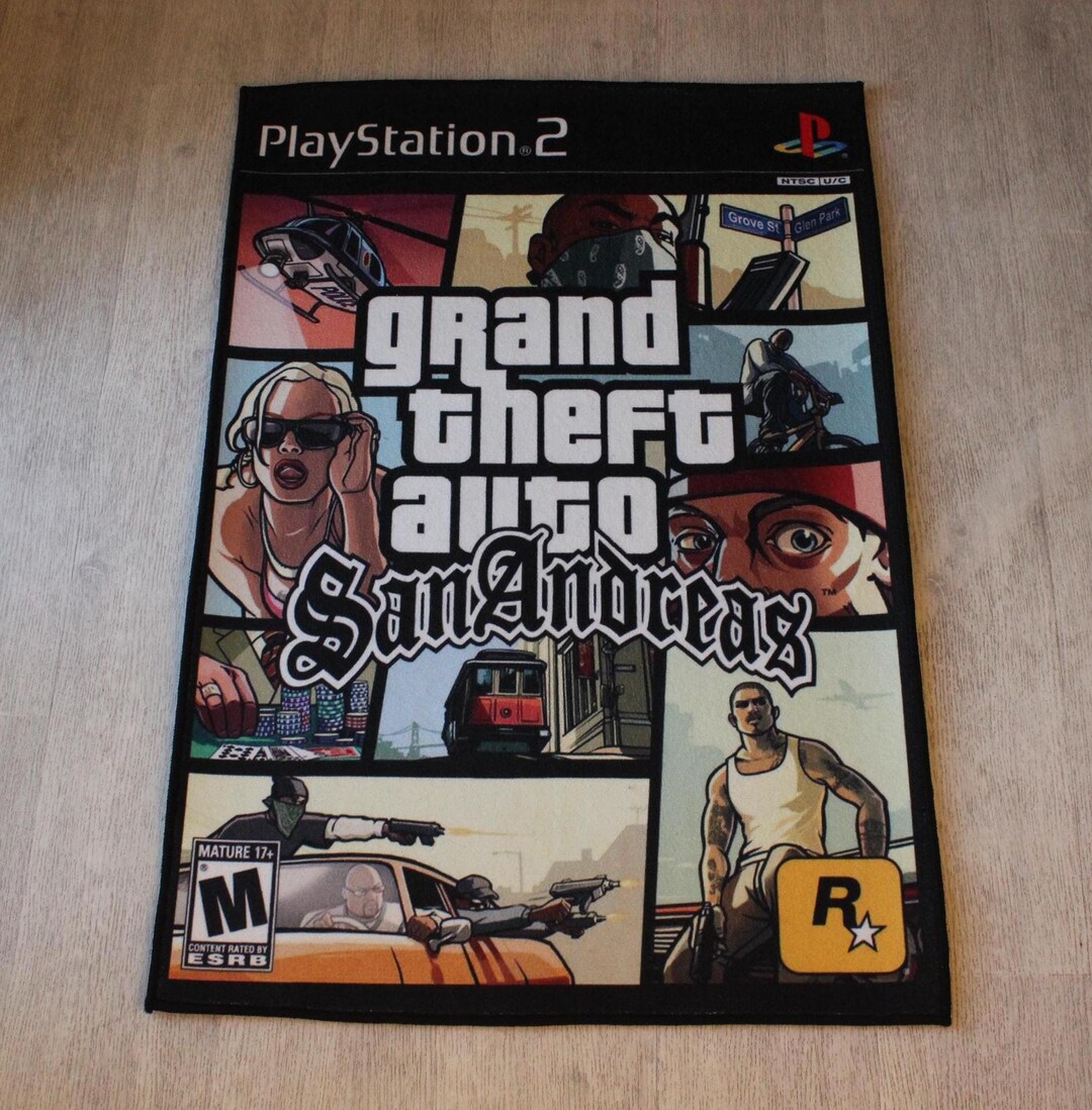 GTA San Andreas Rug - PS2 Video Game Cover Carpet - Rockstar Games Art ...