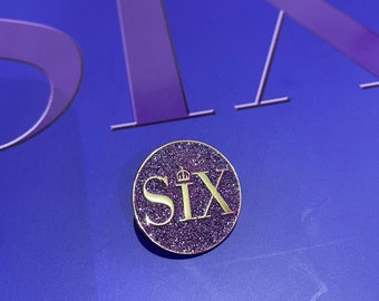 Six the Musical Purple Glitter Logo Pin Badge - Royal Accessory for Fans