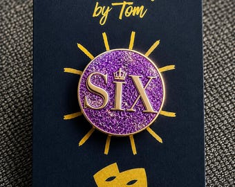 Six the Musical Purple Glitter Logo Pin Badge - Royal Accessory for Fans
