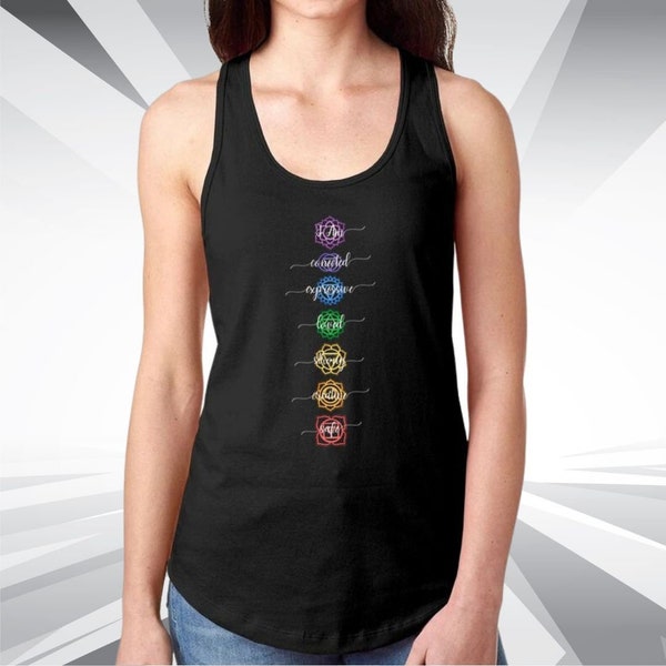 Chakras Tanktop, Chackra Tanktop, chakra lover, yoga tanktop, yoga practice top, casual yoga tank top, chackra lover, Women's Racerback Tank