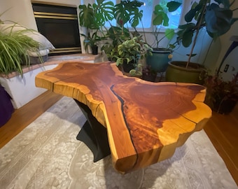 Butterfly Table - live edge redwood coffee table