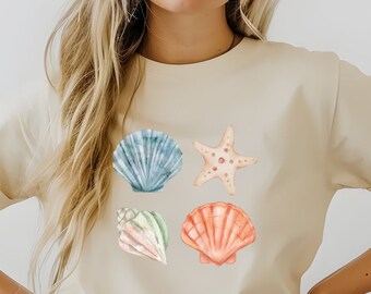 Camicia a conchiglia Stile ispirato all'oceano Mermaidcore Camicia Coconut Girl Oceancore Camicia da spiaggia Vestiti kawaii Vestiti preppy Granola Girl