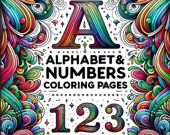 A-Z, 1-10 - Kleurplaten | Digitale download | Geschikt voor volwassenen en kinderen