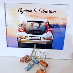 Personalized money gift for a wedding with an individual car or wedding car