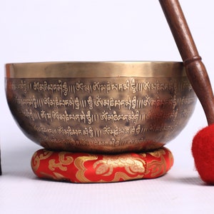 Singing Bowl for meditation yoga and sound healing handmade singing bowl with Om Mani Padhme Hum design