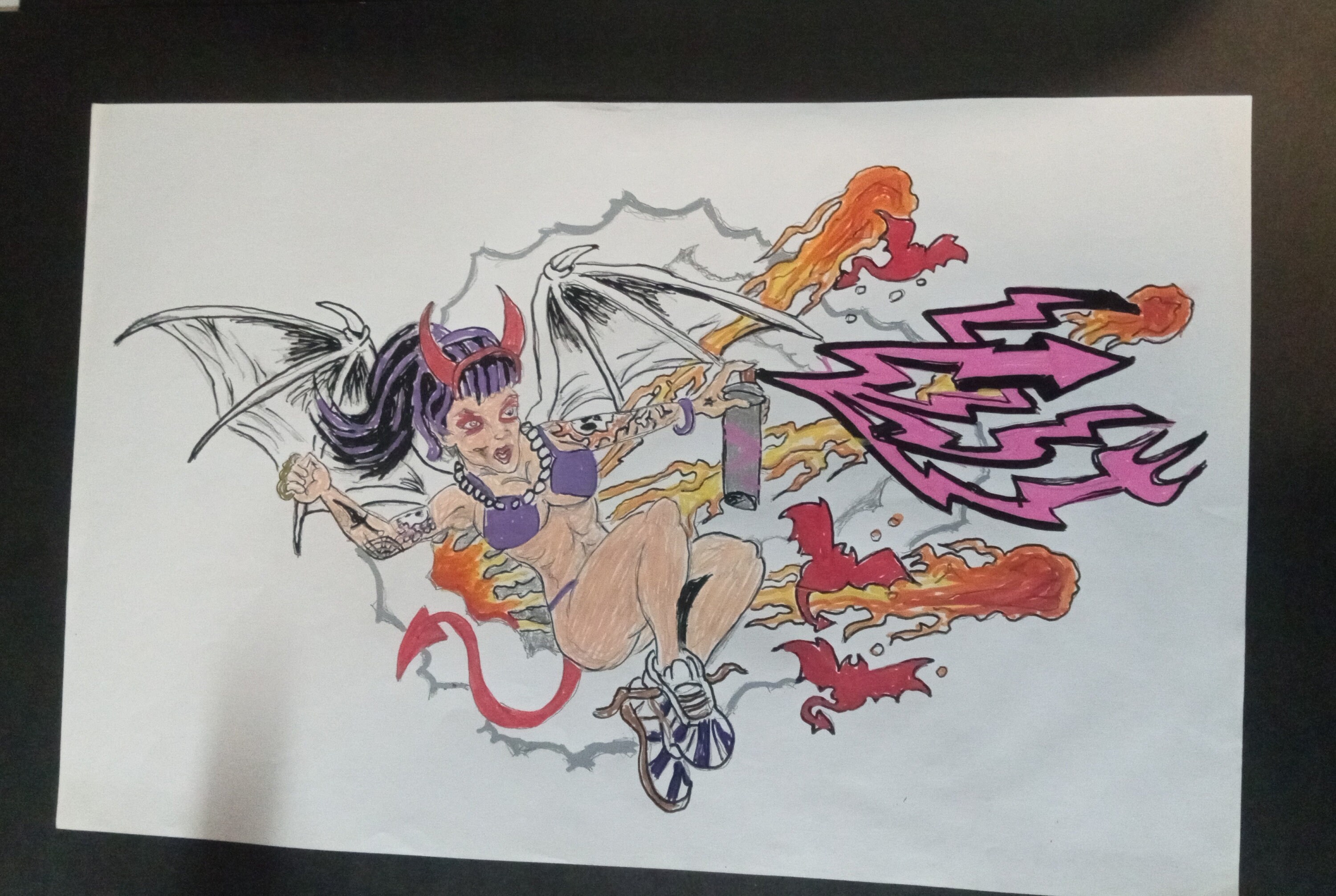 Original Graffiti Girls Marker Painting Drawings, One-of-a-kind Posca ...