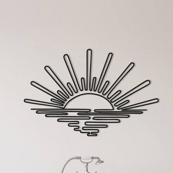 Sunrise Metal Wall Art: Minimalist Line Art Decor