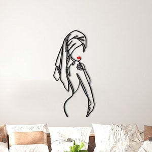 Minimalist Metal Woman Line Art: Modern Bathroom Wall Decor