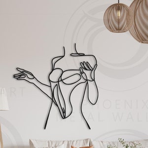Minimalist Metal Woman Line Art: Modern Home Wall Decor