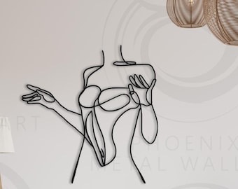 Minimalist Metal Woman Line Art: Modern Home Wall Decor