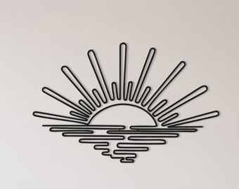 Arte de pared de metal Sunrise: decoración minimalista con líneas artísticas