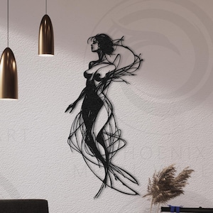 Female Figure Decor, Unique Line Art, Female Silhouette Metal Wall Decor, Metal Wall Art, Home Wall Decors, Gift for Girlfriend, Unique Gift