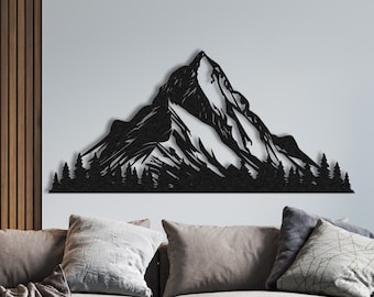 Metal Mountain Wall Decor: Forest Landscape Art
