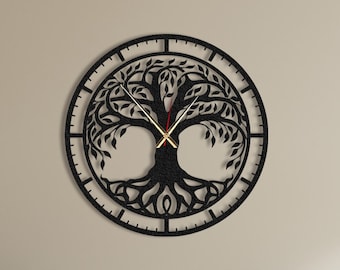 Tree Of Life Wall Clock, Unique Silent Large Metal Clock, Farmhouse Clocks For Wall, Living Room Patio Wall Clock, Christmas Gift, Sign