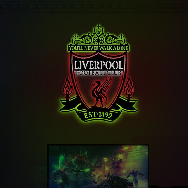 Liverpool Metal Led Sign, Premier League Metal Led Wall Decor, Football Led Sign, Gift for Boyfriend, Gift for Father, Personalized Led Sign