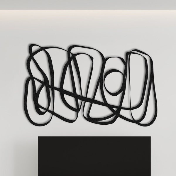 Abstracte lijnen metalen wand decor, hedendaagse metalen wandbord, minimalistische lijntekeningen, cadeau voor haar, thuiskantoor wanddecoratie, esthetisch ontwerp