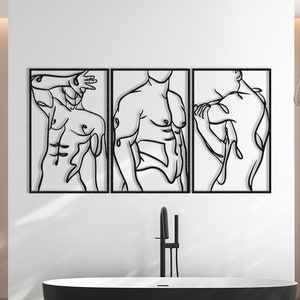 Naked Men Metal Wall Art, Man Line Decor, Metal Wall Hanging, Minimalist Wall Art, Bedroom Wall Art, Gift for Him, Unique Wall Deco, Sign