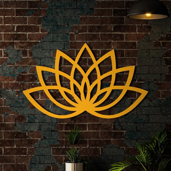 Lotus Flower Metal Wall Decor, Plant Wall Art, Metal Wall Sign, Mandala Metal Wall Art, Bedroom Decor, Housewarming Gift, Office Decor