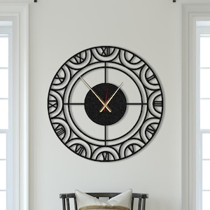 Large Black Metal Wall Clock: Modern Farmhouse Silent Clock