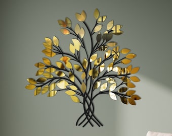 Metal Tree of Life Wall Decor: Modern Plexi Mirror Art