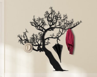 Extra Large Metal Tree Coat Rack: Modern Wall Decor with Hooks
