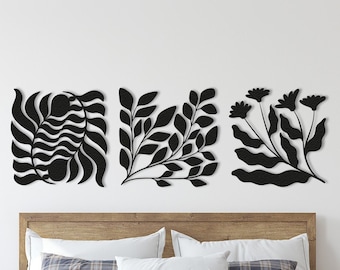 Extra Large Metal Flower Wall Art: Set of 3, Nature Decor