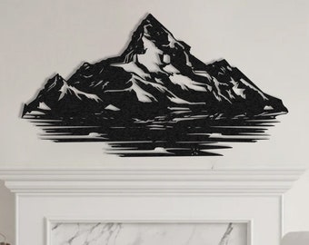 Metal Mountain Lake Wall Art: Outdoor Nature Decor