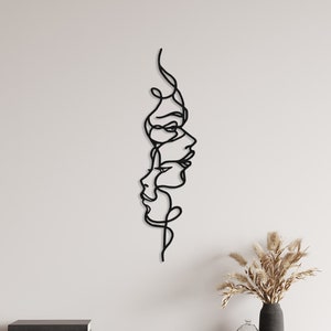 Lesbian Couple Metal Wall Art: LGBT Line Art Home Decor