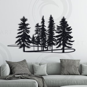 Large Metal Pine Forest Metal Wall Decor, Metal Forest Decor Sign, Mountain and Forest Decor, Nature Wall Art, Wildlife Lover Christmas Gift