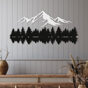 Mountain and Forest Metal Wall Decor, Extra Large Farmhouse Wall Art, Landscape Wall Decor, Outdoor Metal Wall Art, Housewarming Gift Decor