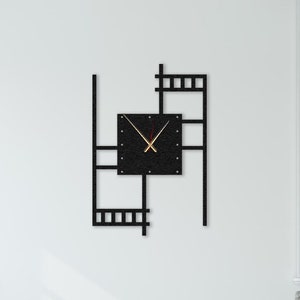 Geometric Metal Wall Clock: Abstract Modern Art, Silent Clock