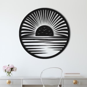 Coastal Large Metal Wall Art, Oversized Metal Wall Art, Metal Wall Art Sun, Outdoor Large Metal Wall Art, Sunrise Metal Art, Sunset Wall Art
