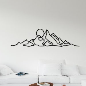 Oversized Metal Mountain Wall Art: Minimalist Home Decor