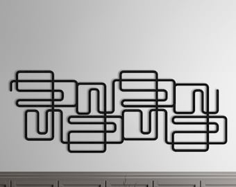 Abstract Lines Metal Wall Art: Mid-Century Modern Sculpture