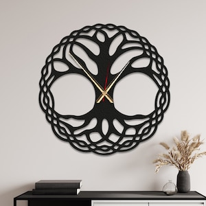 Tree of Life Metal Wall Clock: Minimalist Silent Art Decor