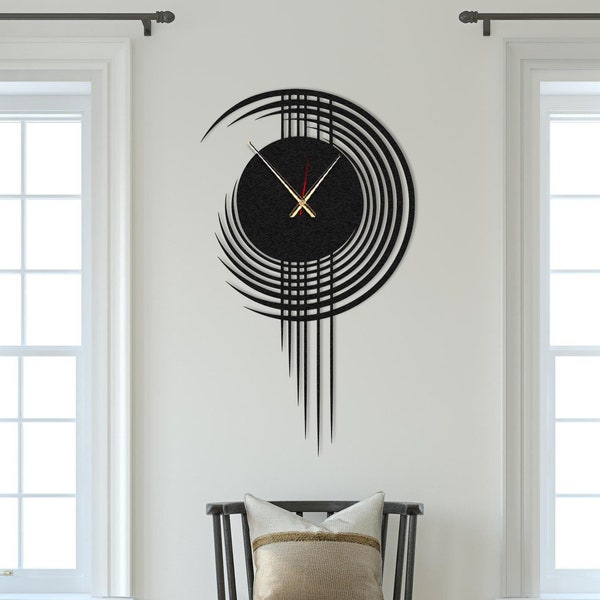 Reloj de pared de metal minimalista moderno de gran tamaño, idea de reloj de pared de nueva temporada, reloj de pared silencioso, reloj de pared de metal de diseño único, pasear