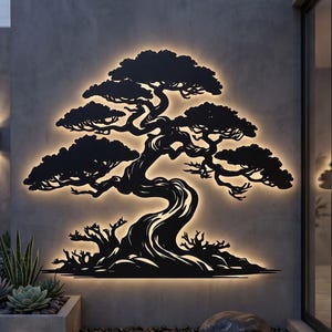 Übergroße Metall Bonsai Baum Led Wanddekor, Bonsai Metall Wandkunst, Naturliebhaber Geschenk, Kamin Dekor, Zweig Wanddekor, Bauernhaus Dekor