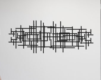 Abstract Metal Wall Sculpture: Mid-Century Modern Geometric Art