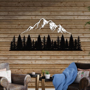 Decorazione murale moderna di montagna, decorazione murale in metallo di montagna, montagna, arte murale in metallo di montagna, decorazione del soggiorno, arte murale per esterni, arte della segnaletica murale