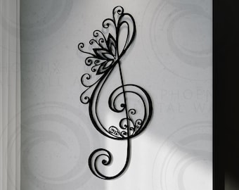Decorazione da parete in metallo a forma di violino con chiave di violino, regalo per gli amanti della musica