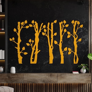 Tree Branches Metal Wall Decor, Tree of Life Metal Wall Art, Set of 5 Tree Wall Sign, Outdoor Wall Hanging, Office Decor, Aesthetic Design
