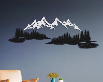 Mountain and Forest Metal Wall Art: Nature Home Decor