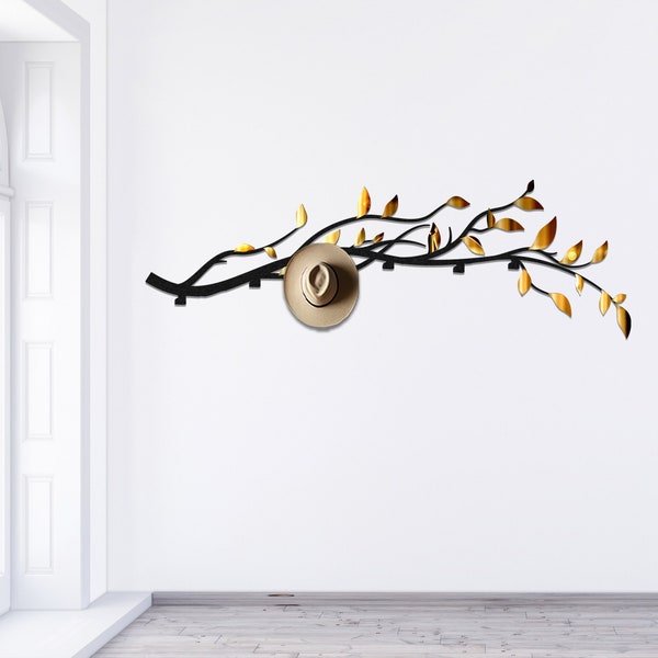 Très grand porte-manteau, feuille et branche, cintre mural en plexiglas, crochets muraux en métal, porte-manteau moderne pour entrée, cintre