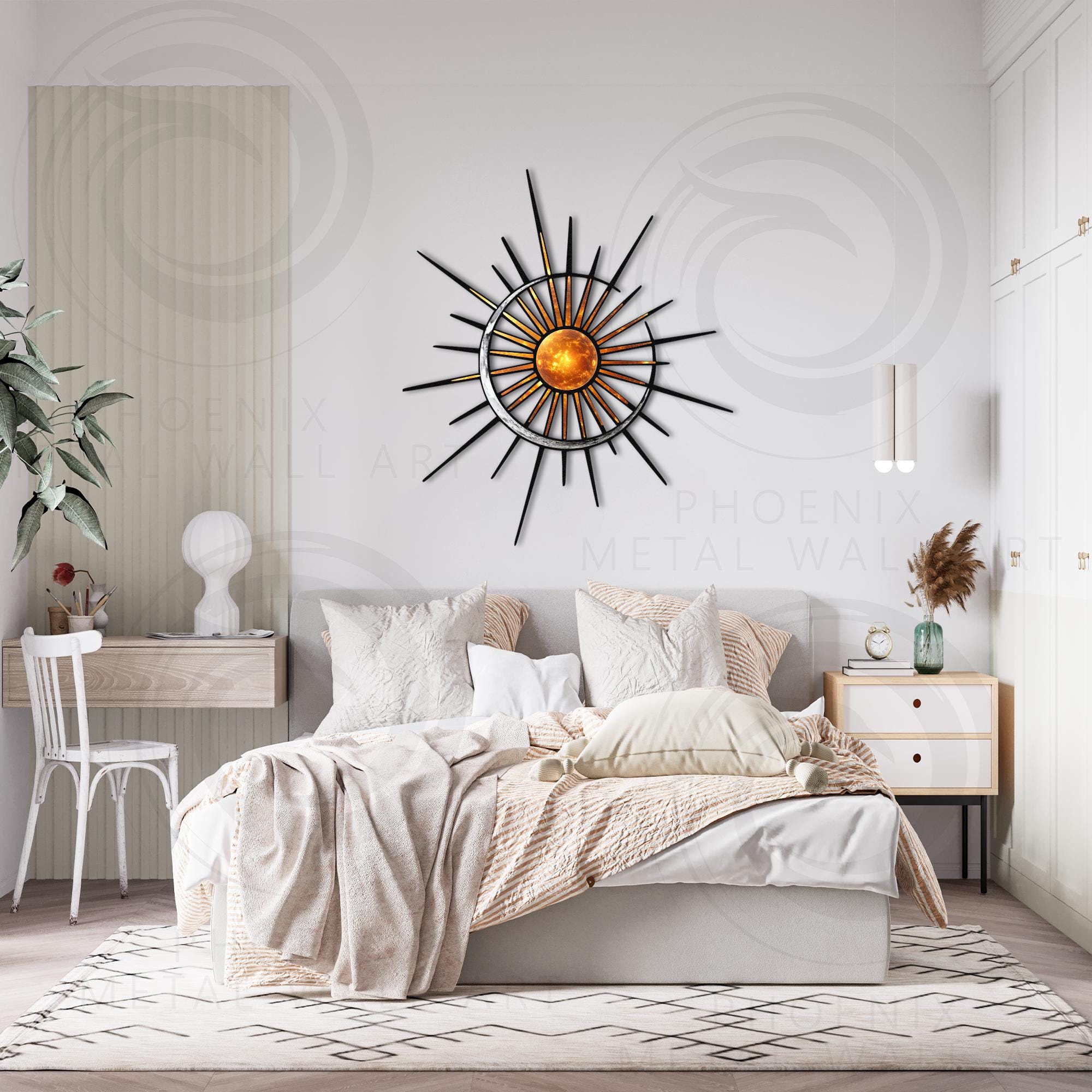 Sun and Moon Metal Wall Art, Modern Celestial Decor - Etsy