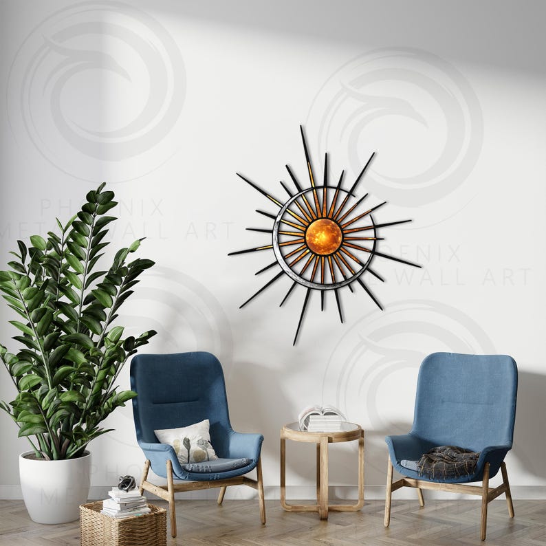 Sun and Moon Metal Wall Art, Modern Celestial Decor - Etsy