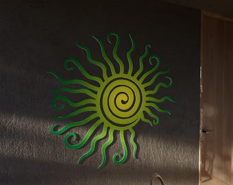 Wacky Sun Outdoor Metal Wall Art Decor, Unique Patio & Garden Decoration , Whimsical Spiral Sun