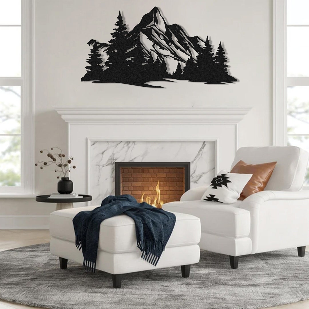 Mountain Metal Wall Art: Modern Living Room Decor - Etsy